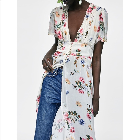 GORGEOUS ZARA NWT Long Floral Print Blouse Dress - Picture 2 of 4